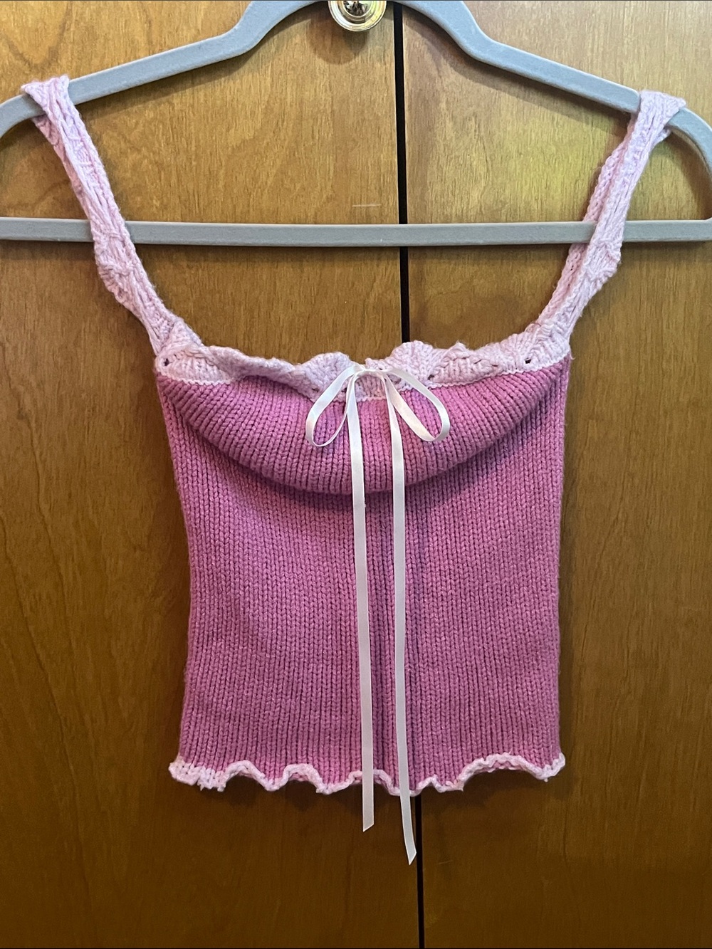 SHEIN Pink Off Shoulder Bow Knit Sweater